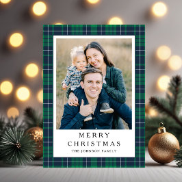 Festive Green Plaid Photo Christmas Feiertagskarte
