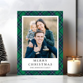 Festive Green Plaid Photo Christmas Feiertagskarte