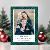 Festive Green Plaid Photo Christmas Feiertagskarte