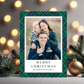 Festive Green Plaid Photo Christmas Feiertagskarte