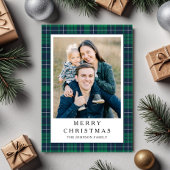 Festive Green Plaid Photo Christmas Feiertagskarte