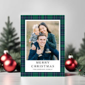 Festive Green Plaid Photo Christmas Feiertagskarte