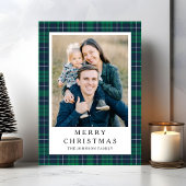 Festive Green Plaid Photo Christmas Feiertagskarte