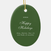 Festive Green Ribbon with Poinsettias and Greenery Keramik Ornament (Hinten)