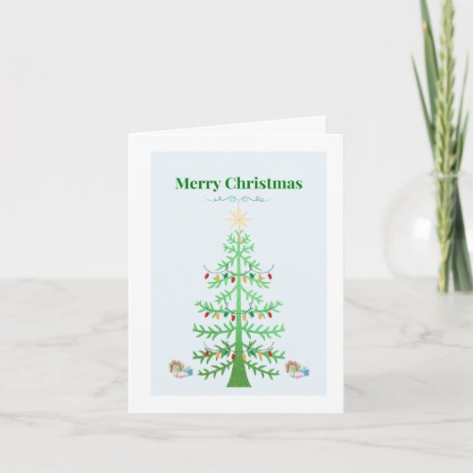 Festive Green Tree with Holiday Lights Karte (Vorderseite)