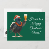Festive Grouse with Santa Hat Christmas postcard Postkarte (Vorne/Hinten)