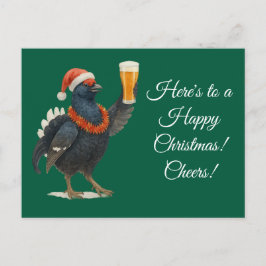 Festive Grouse with Santa Hat Christmas postcard Postkarte