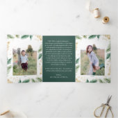 Festive Grüne Gold Weihnachts Foto Faltkarte Dreifach Gefaltete Einladung (Innenseite)