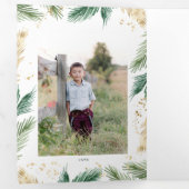 Festive Grüne Gold Weihnachts Foto Faltkarte Dreifach Gefaltete Einladung (Innen Erste Seite)