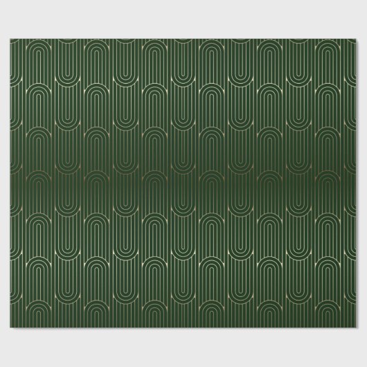 Festive Grüne Moderne Kunst Deco Gold Muster 102 Geschenkpapier (Flach)