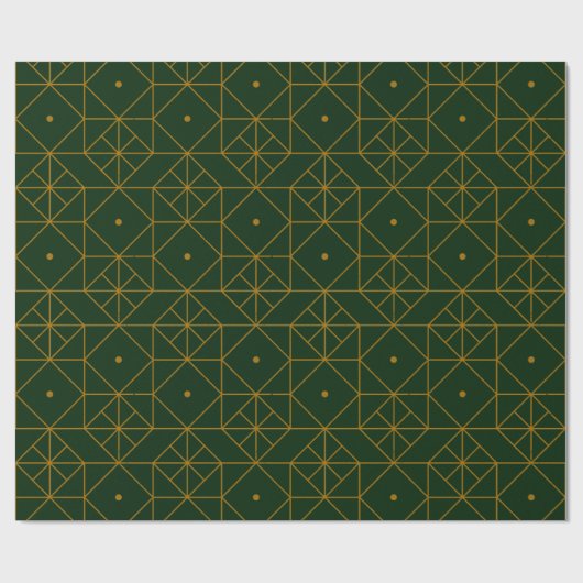 Festive Grüne Moderne Kunst Deco Gold Muster 103 Geschenkpapier (Flach)
