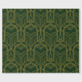 Festive Grüne Moderne Kunst Deco Gold Muster 104 Geschenkpapier (Flach)