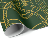 Festive Grüne Moderne Kunst Deco Gold Muster 104 Geschenkpapier (Rolleneckpunkt)