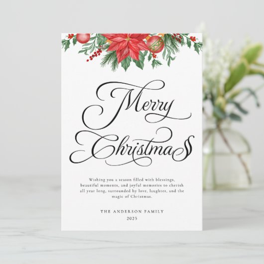 Festive Grüne Script Typografie Frohe Weihnachten (Stehend Vorderseite)