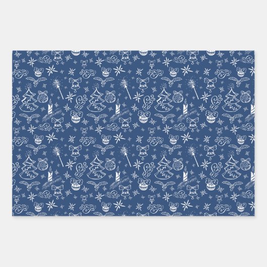 Festive Hand Drawn Doodles Christmas Pattern Geschenkpapier Set (Vorderseite 3)