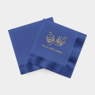Festive Hanukkah Dreidels Familienname Servietten Mit Folie