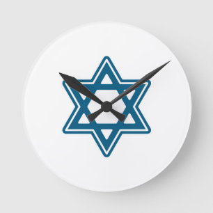 Festive Hanukkah Single Star Acrylic Wall Clock Runde Wanduhr