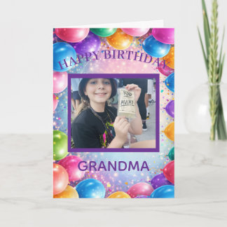 Festive Happy Ballons Custom Photo Birthday Karte