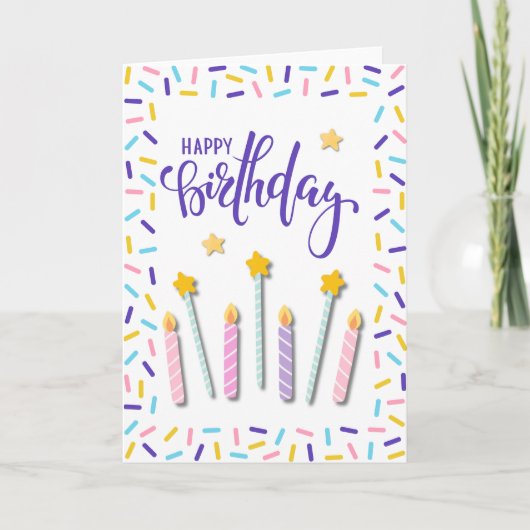 Festive Happy Birthday Karte (Vorderseite)