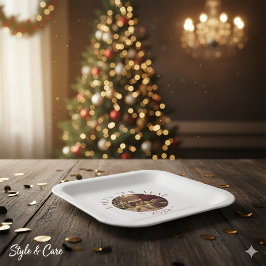 Festive Happy New Year Custom Photo Text Party Pappteller