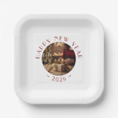 Festive Happy New Year Custom Photo Text Party Pappteller (Vorderseite)