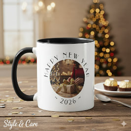 Festive Happy New Year Custom Photo Text Party Tasse
