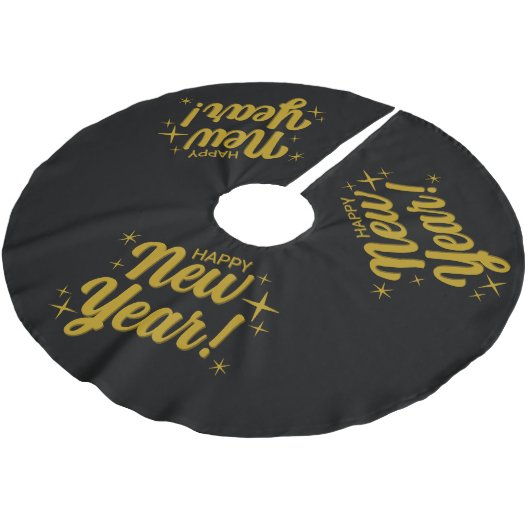 Festive Happy New Year Polyester Weihnachtsbaumdecke (Schrägansicht)