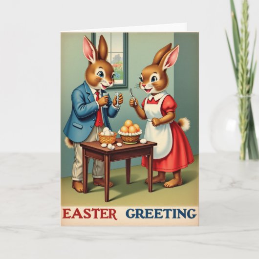 Festive Hare Holiday Egg Card Karte (Vorderseite)