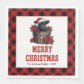 Festive highland cow red black tartan napkins serviette (Vorderseite)
