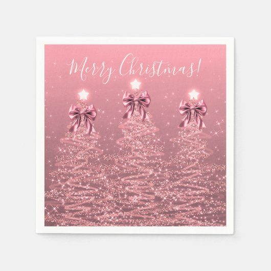 Festive Holiday Blush Pink Christmas Trees Bows Serviette (Vorderseite)