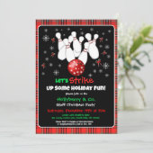 Festive Holiday Bowling Invitation Einladung (Stehend Vorderseite)