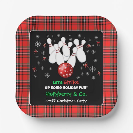Festive Holiday Bowling Pappteller (Vorderseite)