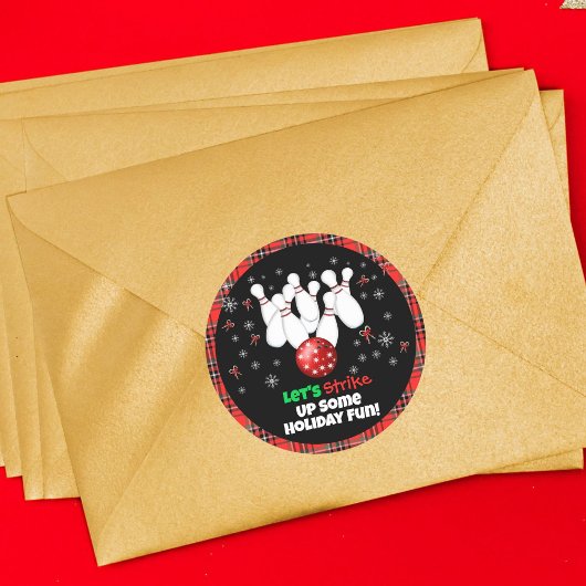 Festive Holiday Bowling  Runder Aufkleber