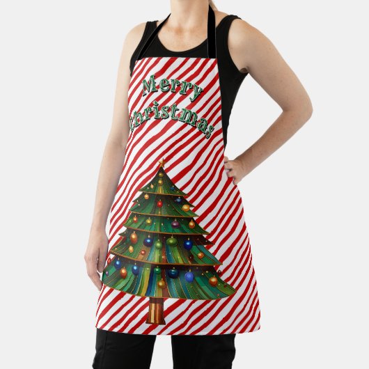 Festive Holiday Candy Cane Merry Christmas Tree Schürze (InSitu)