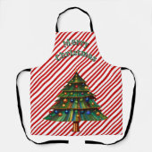 Festive Holiday Candy Cane Merry Christmas Tree Schürze (Vorderseite)