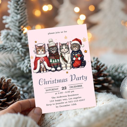  Festive Holiday Cat | Cute Christmas Cats Party   Einladung