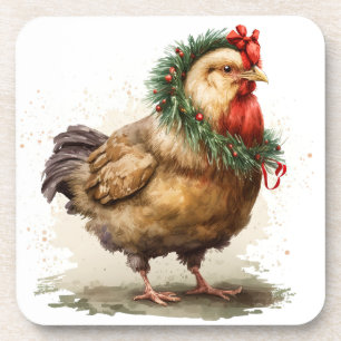Festive Holiday / Christmas Chicken Coasters Getränkeuntersetzer