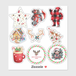 Festive Holiday Christmas Stickers  Aufkleber