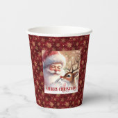 Festive Holiday Cups with Santa Claus and Rudolph  Pappbecher (Rückseite)