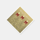 Festive Holiday Gold Christmas Trees w/ Red Bows Serviette (Ecke)