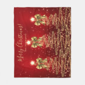 Festive Holiday Gold Red Christmas Trees w/ Bows Fleecedecke (Vorderseite)