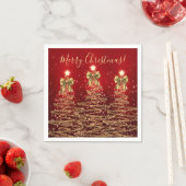 Festive Holiday Gold Red Christmas Trees w/ Bows Serviette (Beispiel)