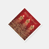 Festive Holiday Gold Red Christmas Trees w/ Bows Serviette (Ecke)
