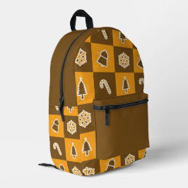 Festive Holiday Grid Pattern Bedruckter Rucksack