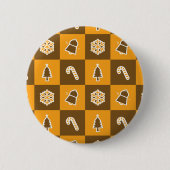 Festive Holiday Grid Pattern Button (Vorderseite)