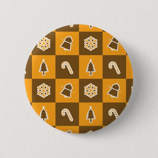 Festive Holiday Grid Pattern Button (Vorderseite)