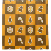 Festive Holiday Grid Pattern Duschvorhang (Vorderseite)