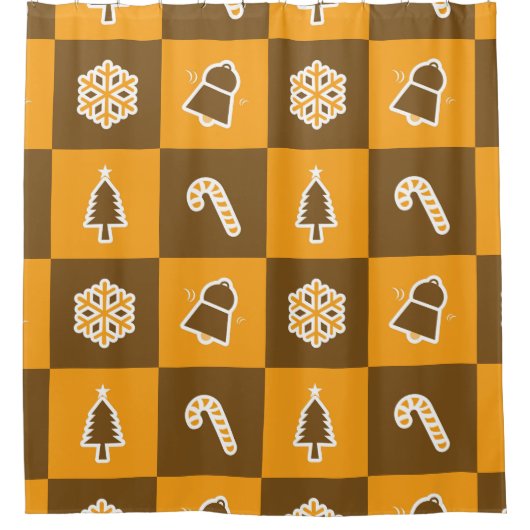 Festive Holiday Grid Pattern Duschvorhang (Vorderseite)