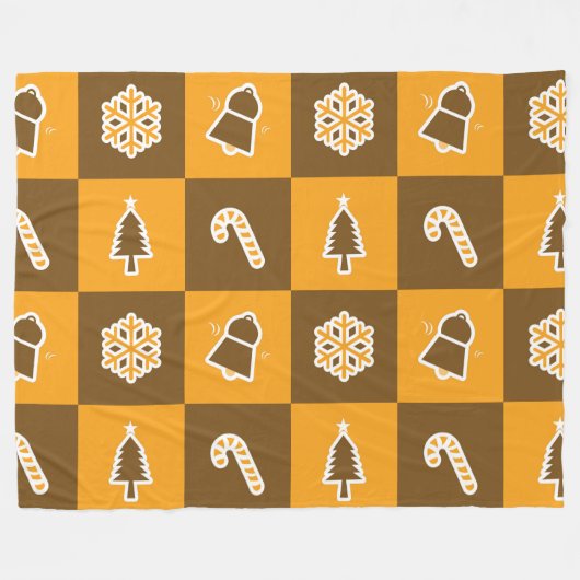 Festive Holiday Grid Pattern Fleecedecke (Vorderseite (Horizontal))