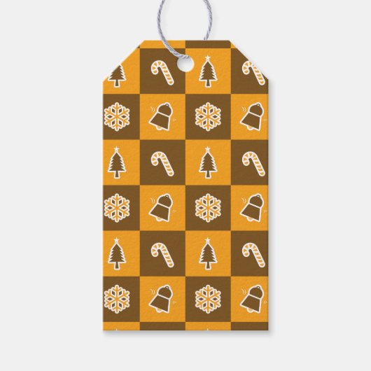 Festive Holiday Grid Pattern Geschenkanhänger (Vorderseite)